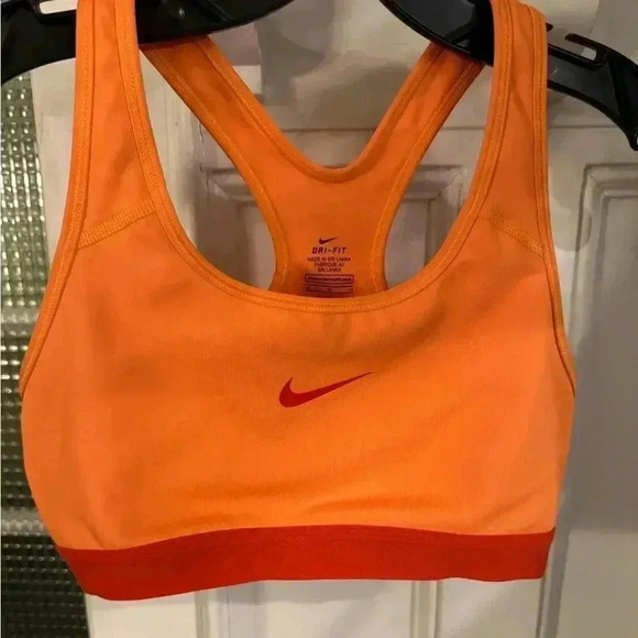 Nike Other - Nike Dri fit sports bra racer back orange with red trim size medium